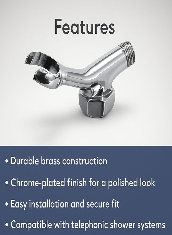 Prem's Bathroom Wall Mixer Telephonic Shower Holder Connector (Crutch) | 100% Brass | Chrome Finish | Standard Size | Durable, Rust-Resistant, Easy Install - Image 4